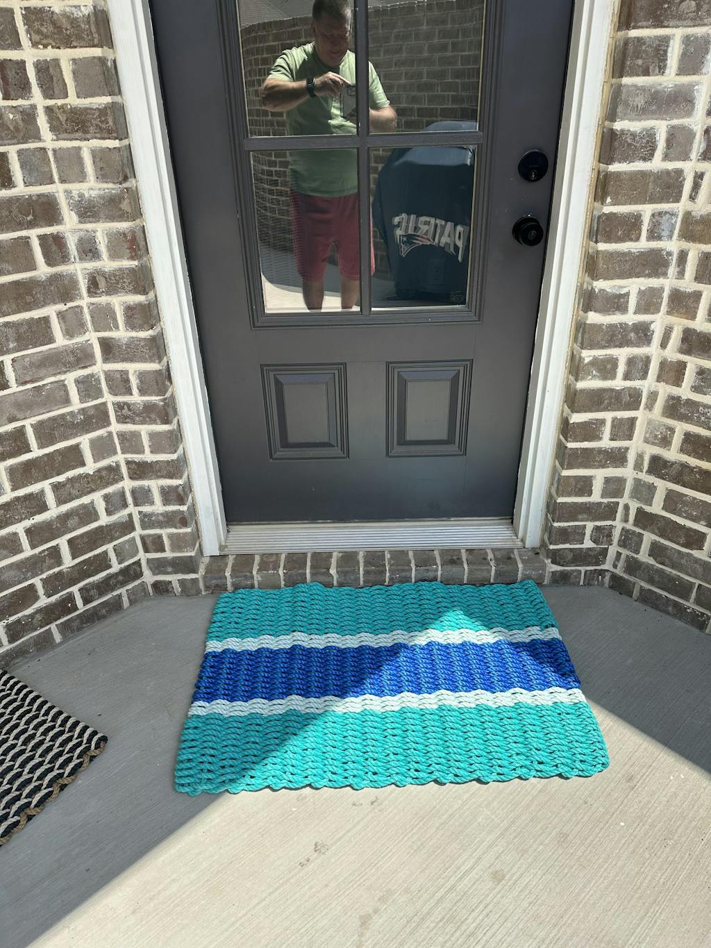 Lobster Rope Doormat, Teal, Seafoam, Blue, Wicked Good Doormats New