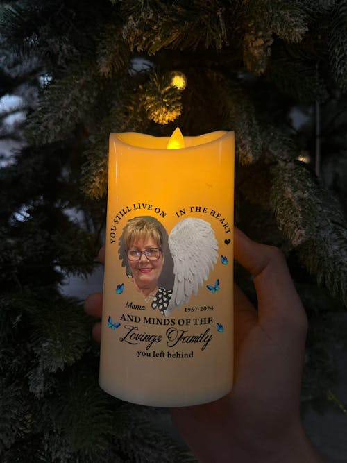 Custom Name and Photo Memorial Gift - Personalizes Photo LED Candle