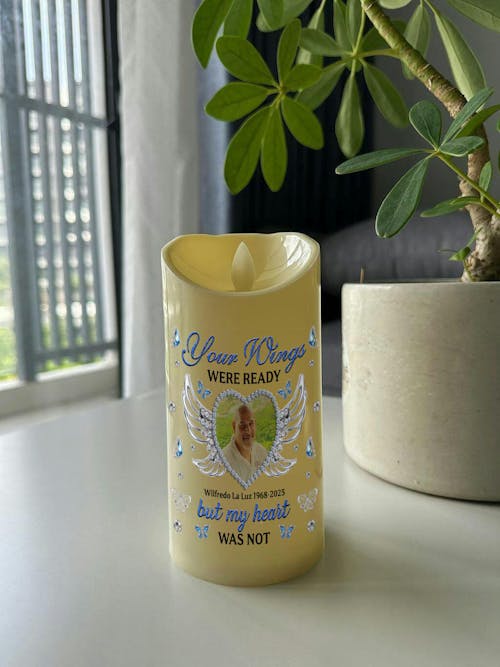 Custom Name and Photo Memorial Gift - Personalizes Memorial Photo LED Candle - Memorial Gift