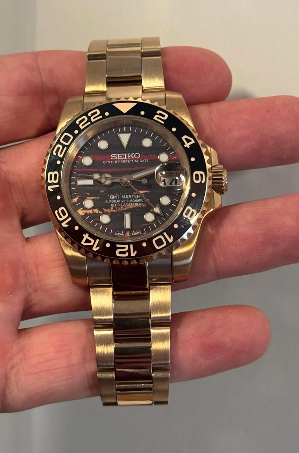Seiko GMT- Master II Mod Rose Gold 'Tiger Iron' 40 – NH35 Mod