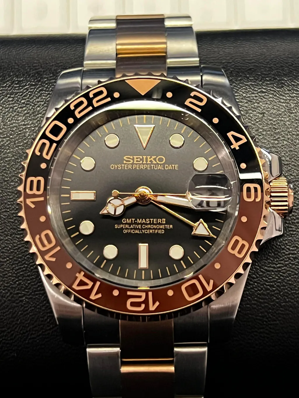 Seiko GMT-Master Rootbeer Homage Watch – NH34 GMT, Two-Tone, 40mm