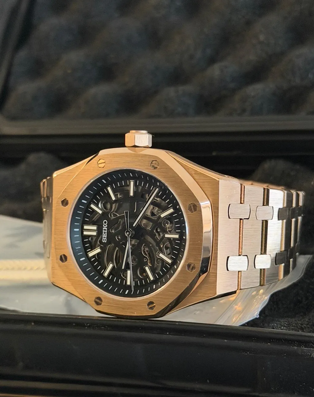 Seiko Royal Oak Skeleton Homage – Rose Gold, NH70, 41mm | NH35 Mod
