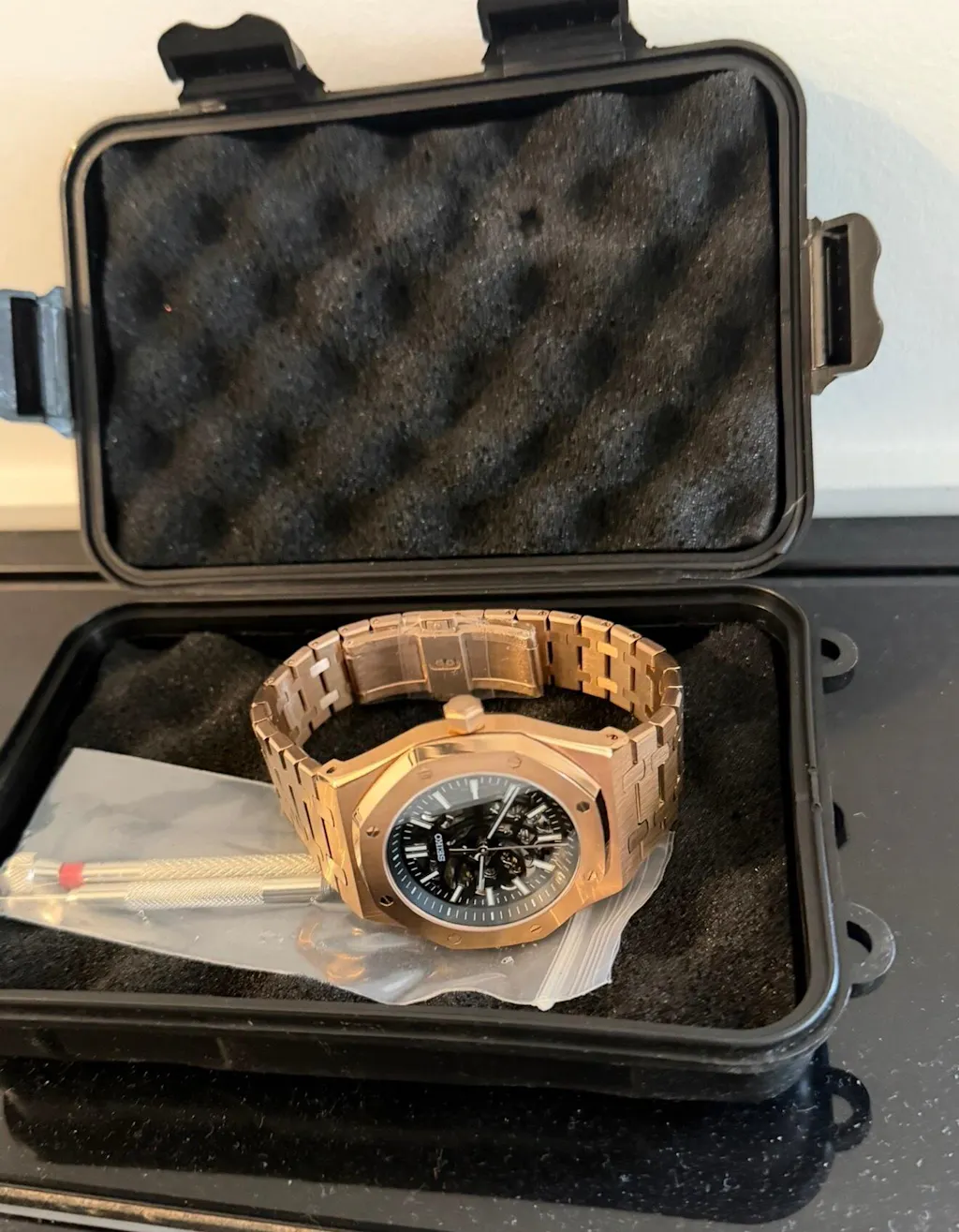 Seiko Royal Oak Skeleton Homage – Rose Gold, NH70, 41mm | NH35 Mod
