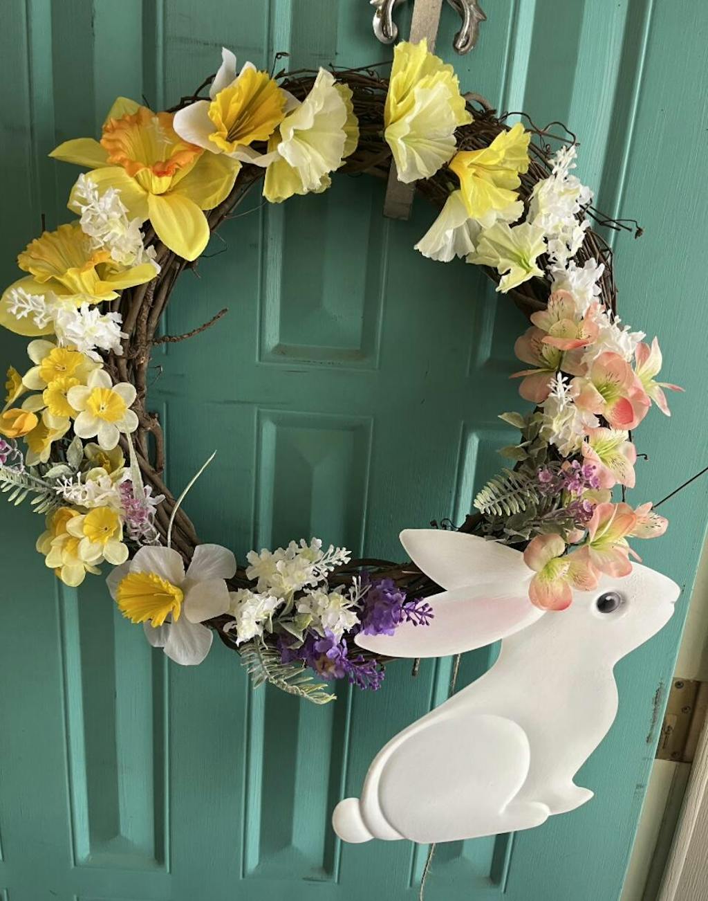 12"Hx11.2"L Metal Sitting Bunny Nick's Seasonal Décor