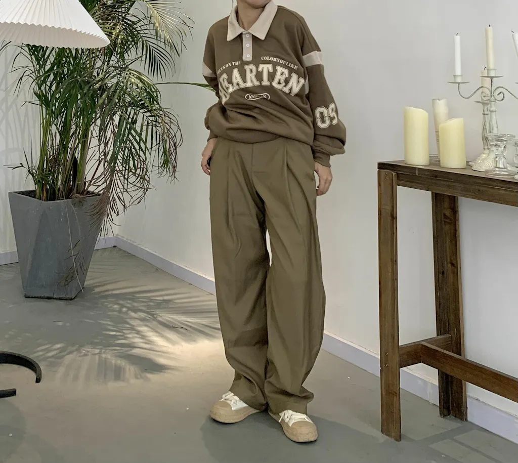 shiny satin Pleated Straight Long Pants