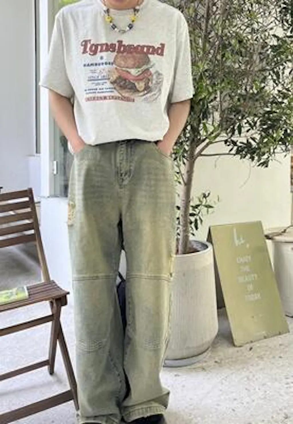 Sandstone Fringe Hem Wide‑Leg Jeans