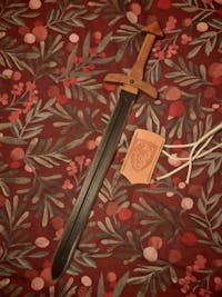 Wooden Viking Toy Sword with Leather Scabbard – Handmade, Personalised Toy - C