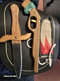 Small Wooden Toy Sword (Dagger) with scabbard - Handmade, Personalised gift