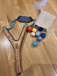 Slingshot and Felt Balls - Personalised, Handmade Catapult. Vintage Classic Toy