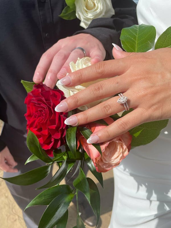 Dainty Round Moissanite Pave Stacking Wedding Band Rose Gold