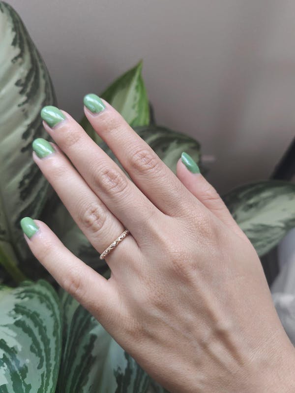 Rose Gold Round Diamond Milgrain Wedding Band