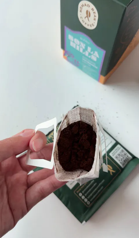 Vietnamese Arabica & Robusta Blend Drip Coffee Bags – Medium Roast Pour-Over Sachets, 7 Pack | Son La Hills by Nomad Bean Coffee