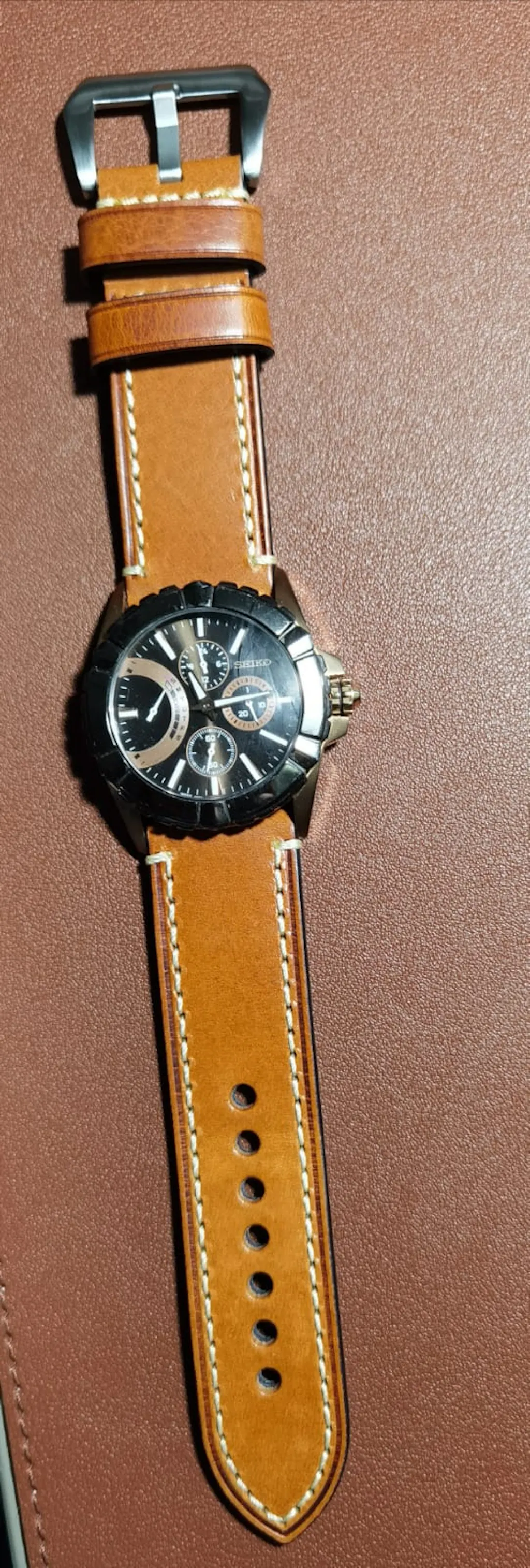 M1 Vintage Leather Watch Strap In Black 22mm Nomad Watch Works SG