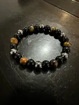 1pc Natural Black Obsidian, Hematite & Tiger Eye Bead Bracelet – Magnetic Soul Jewelry for Men & Women