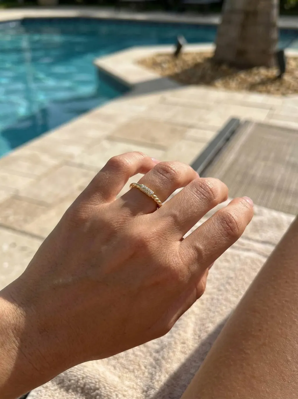 Twisted Diamond Promise Ring in Gold