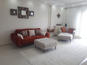 Klem Üçlü Koltuk Ahşap Ayak - Keten