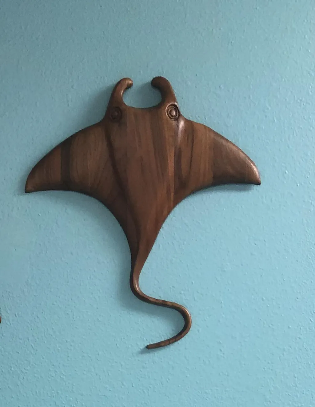 Hand-Carved Teak Manta Ray Wall Art | Coastal Wooden Decor | Noro Arts