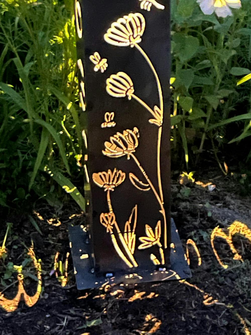Home Address Wildflower Solar Pillar Light - Steel