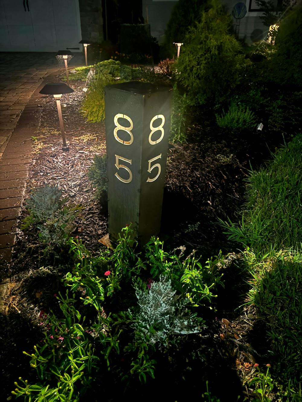 Home Address Solar Pillar Light - Steel