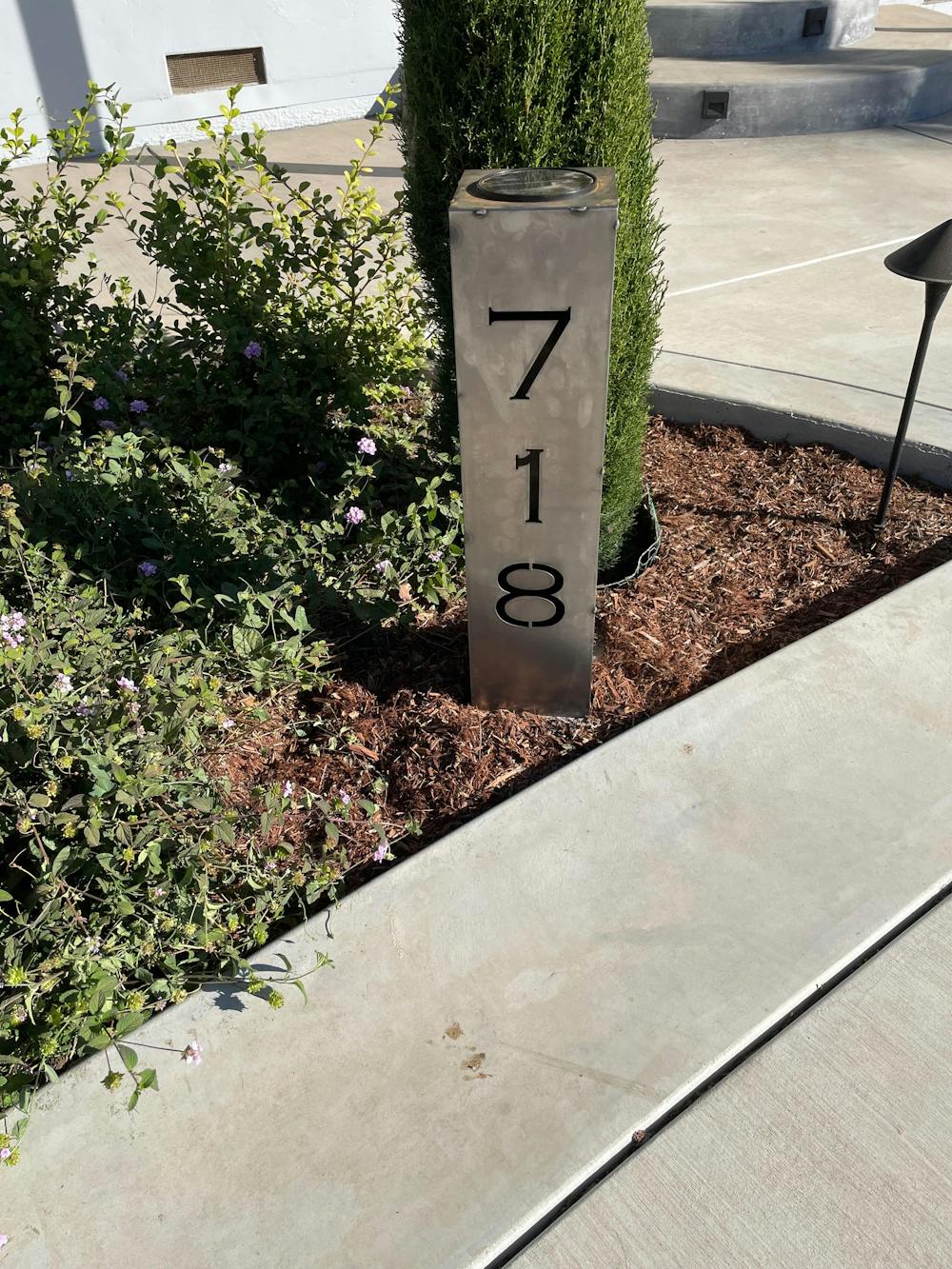 Home Address Solar Pillar Light - Steel