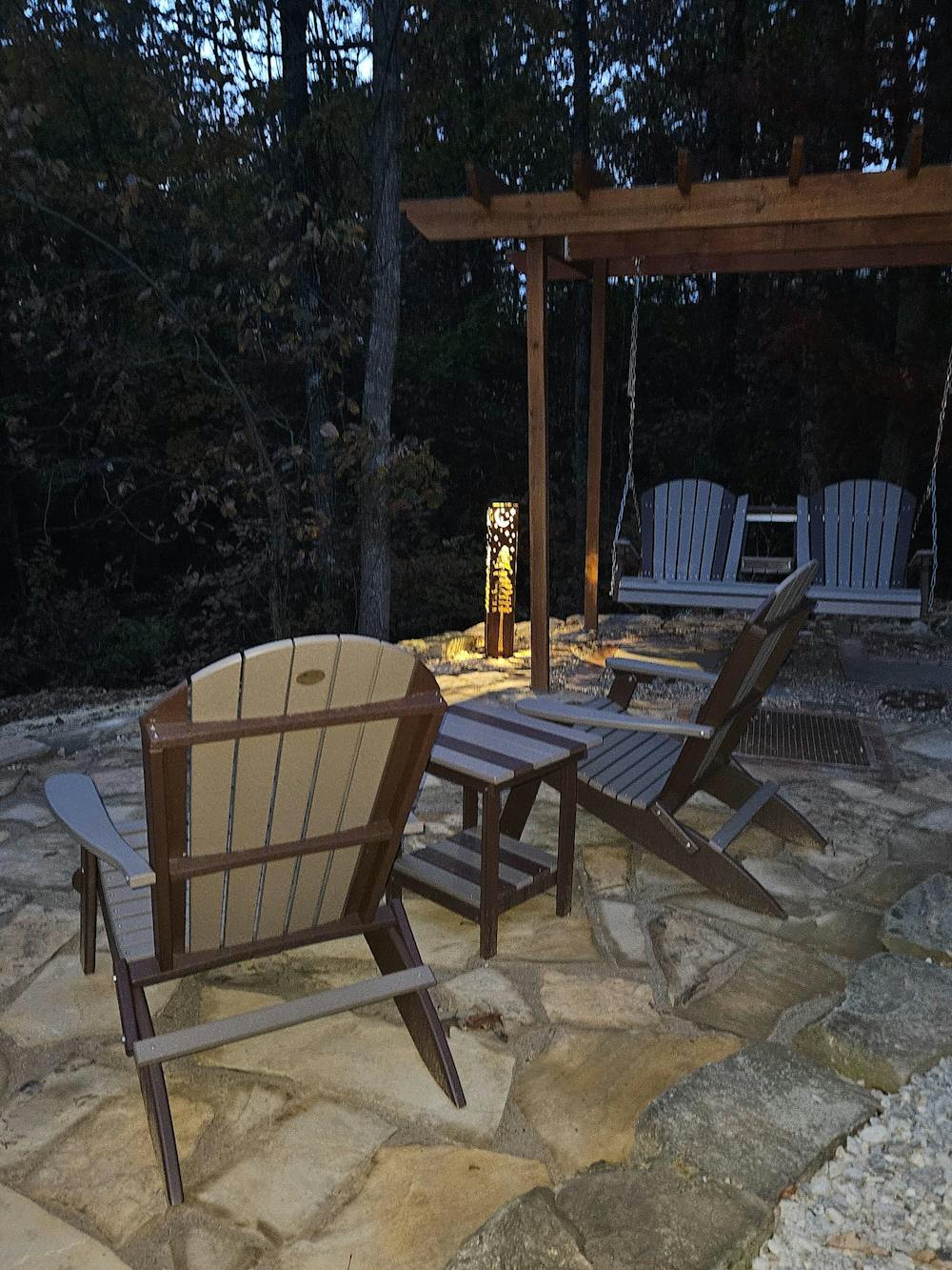 4-Sided Night Sky Pine Tree Solar Pillar - Steel