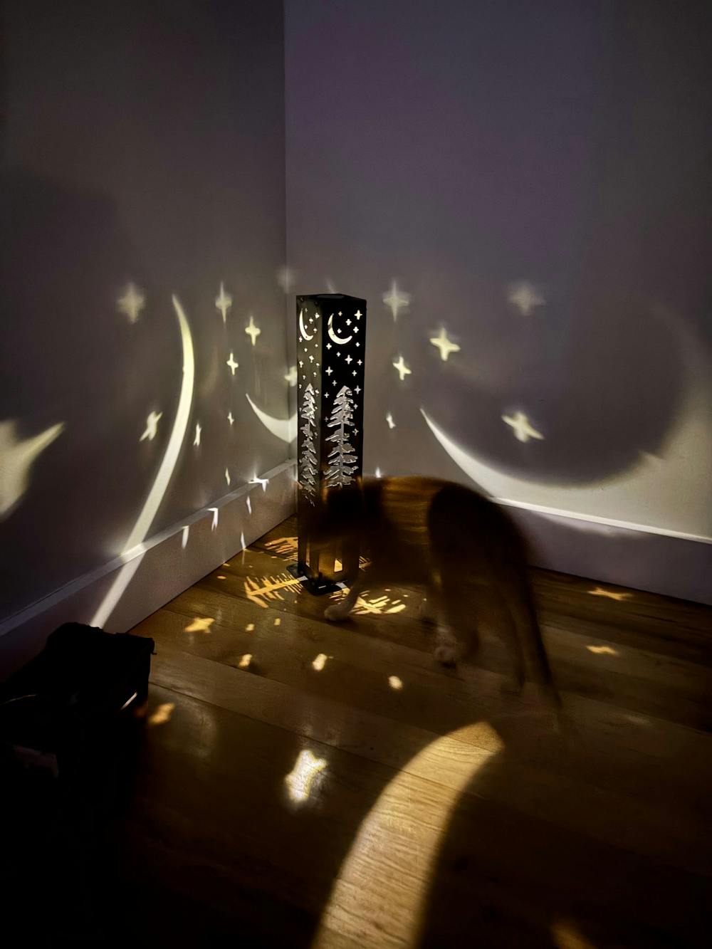 4-Sided Night Sky Pine Tree Solar Pillar - Steel