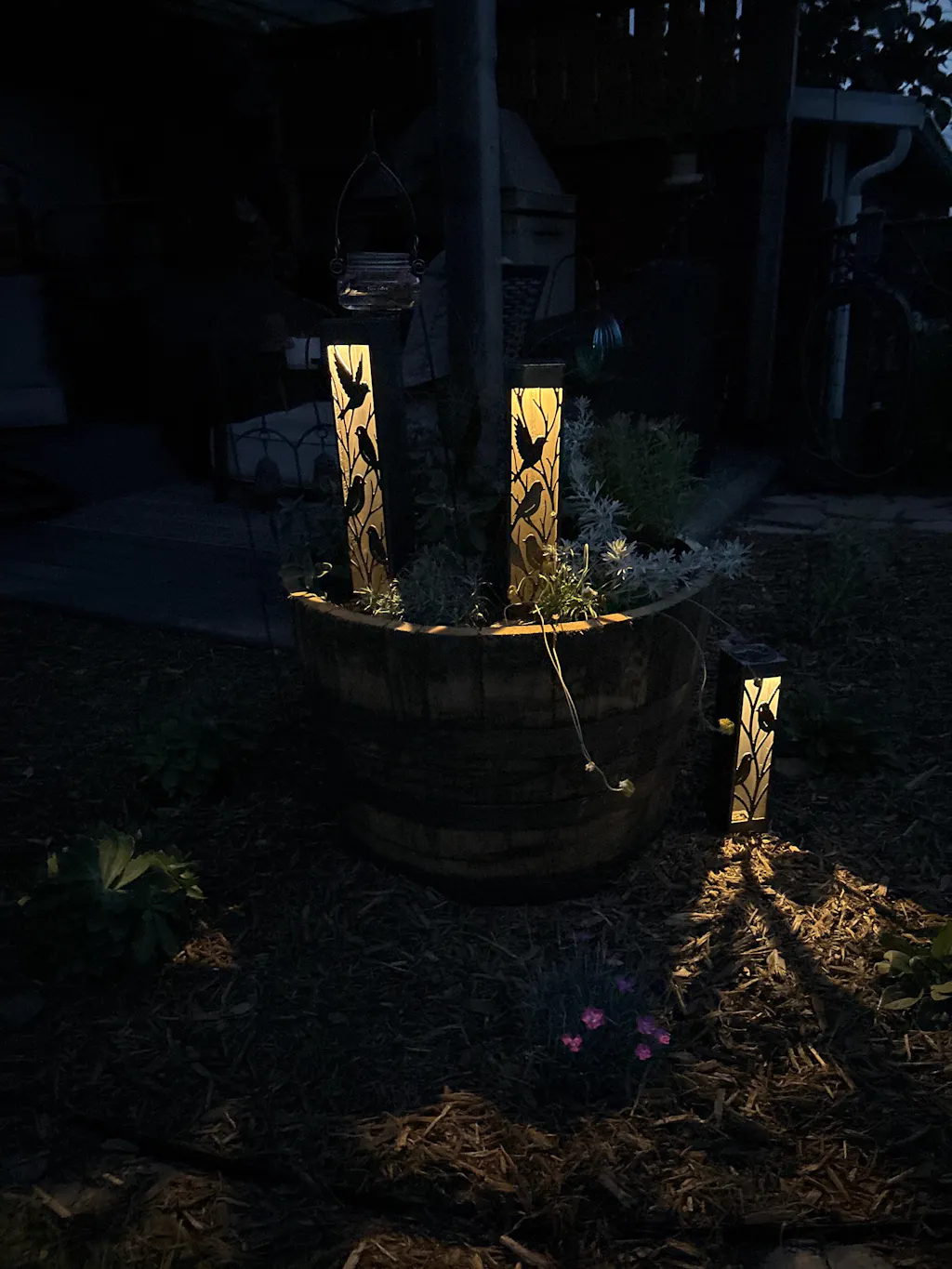 Evening Aviary Luminary Pillars w/ Solar Cap