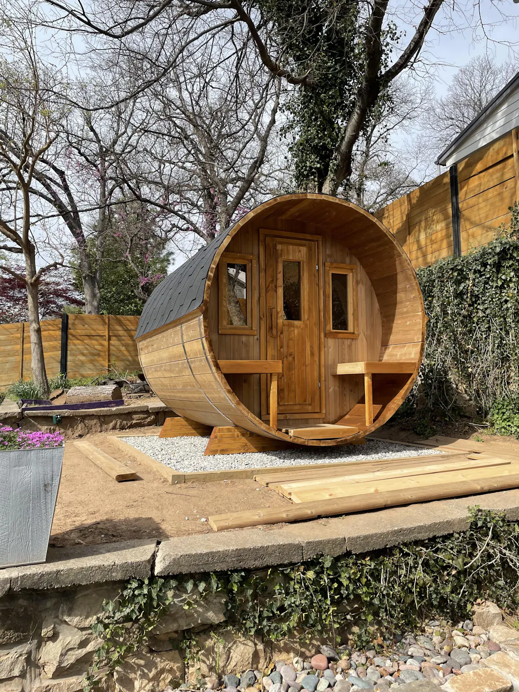 Scandinavian Rustik Outdoor Barrel Sauna Northern Saunas