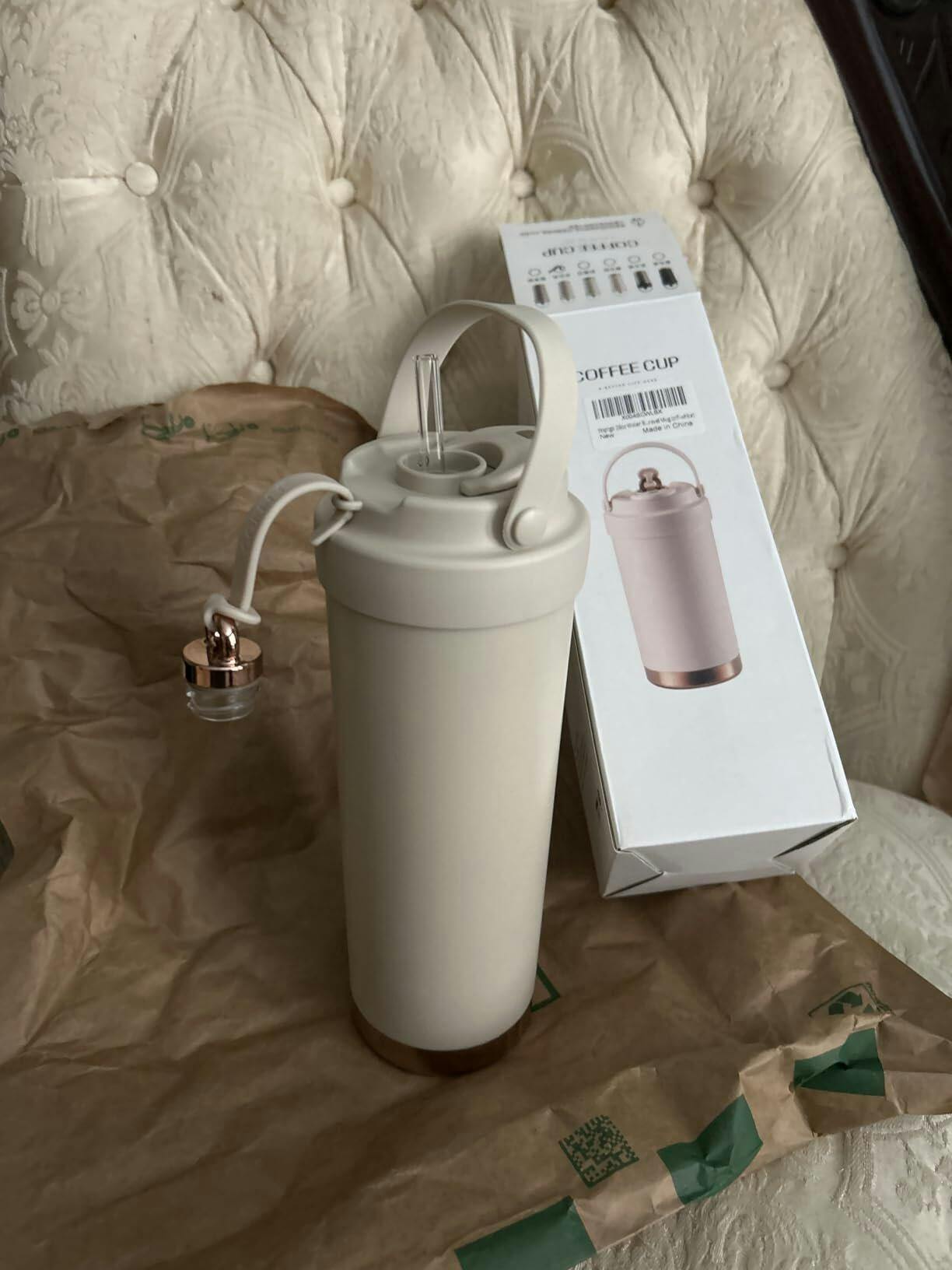 Ceramic Lined Handled Travel Tumbler with Dual-Drink Lid | 26oz