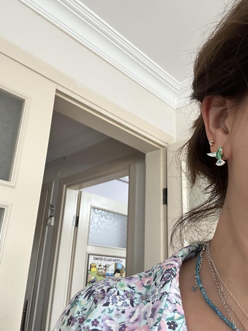 Sinek Kuşu Uras Küpe Gümüş