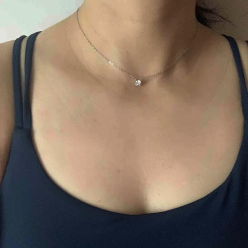 0.3CT Solitaire Lab Diamond Bridesmaid Necklace 18K Gold