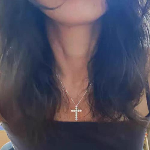 1.17 Ct Lab Diamond Cross Necklace 18K Gold