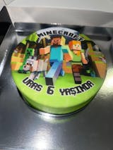 Minecraft Doğum Günü Baskılı Pasta