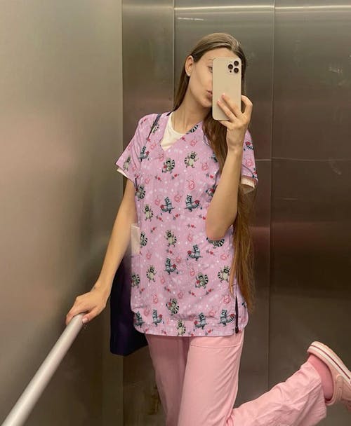Cuff ‘Em Raccoon Nurse Shirt - Funny Medical Scrub T-Shirt for CNA EMT LPN - Cute All Over Print Gift for Healthcare Workers