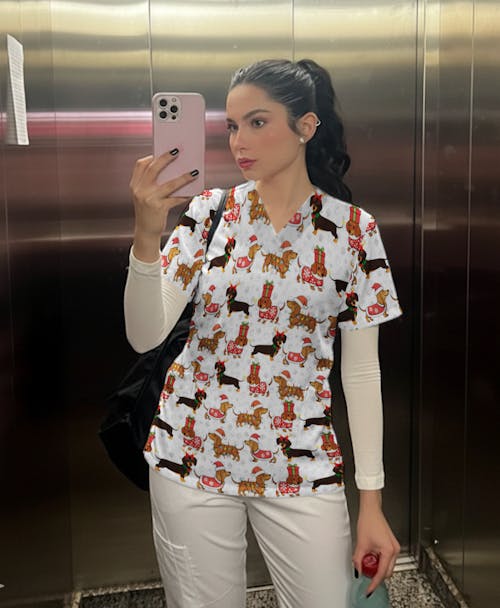 Cute Christmas Dachshund Shirt - Funny Wiener Dog in Santa Costume Multi Colors - Holiday Sausage Dog T-Shirt Gift for Pet Lovers