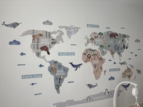 Animal World Map Nursery Wall Sticker