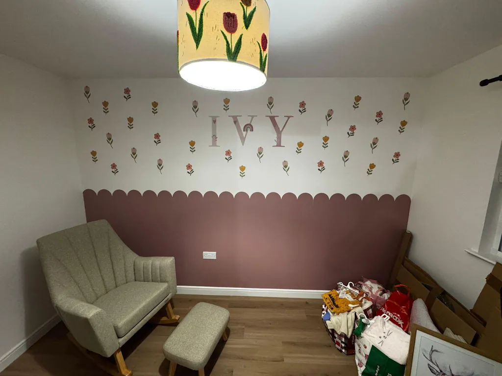 Block Coloured Scalloped Panel Wall Sticker