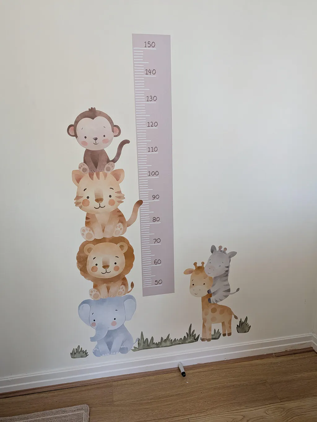 Safari Friends Height Chart Nursery Wall Sticker (Updated)
