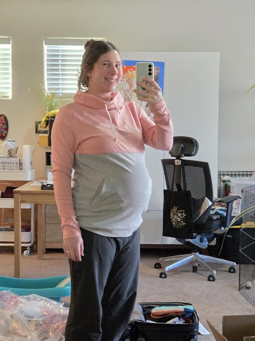 Nursing Sweatshirt Pullover - Colorblock Pink/Gray