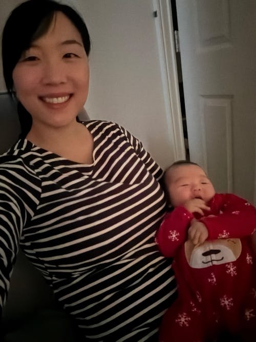 Striped Nursing Top - 3/4 Sleeve With Hidden Zipper- Navy/White