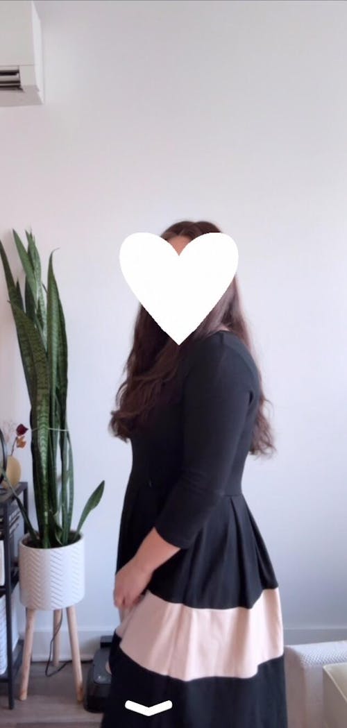 Fit and Flare Black Dress - Tan Stripe