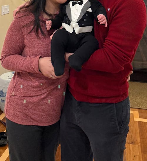 Nursing Sweater With Asymmetrical Flap - Heather Red