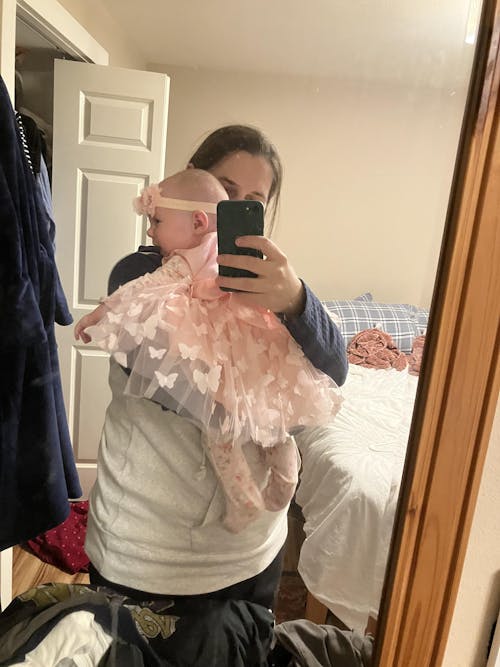 Nursing Hoodie - Quarter Zip - Hidden Zipper - Blue Waffle