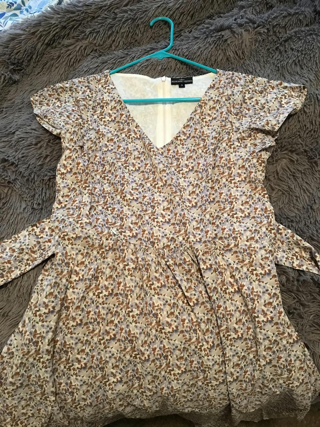 Belted Nursing Midi with Pockets- Beige Floral