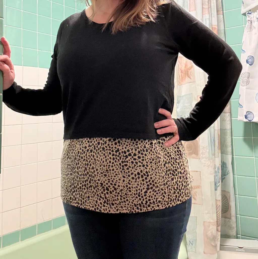 FINAL SALE Double-Layer Nursing Sweater - Cheetah/Black