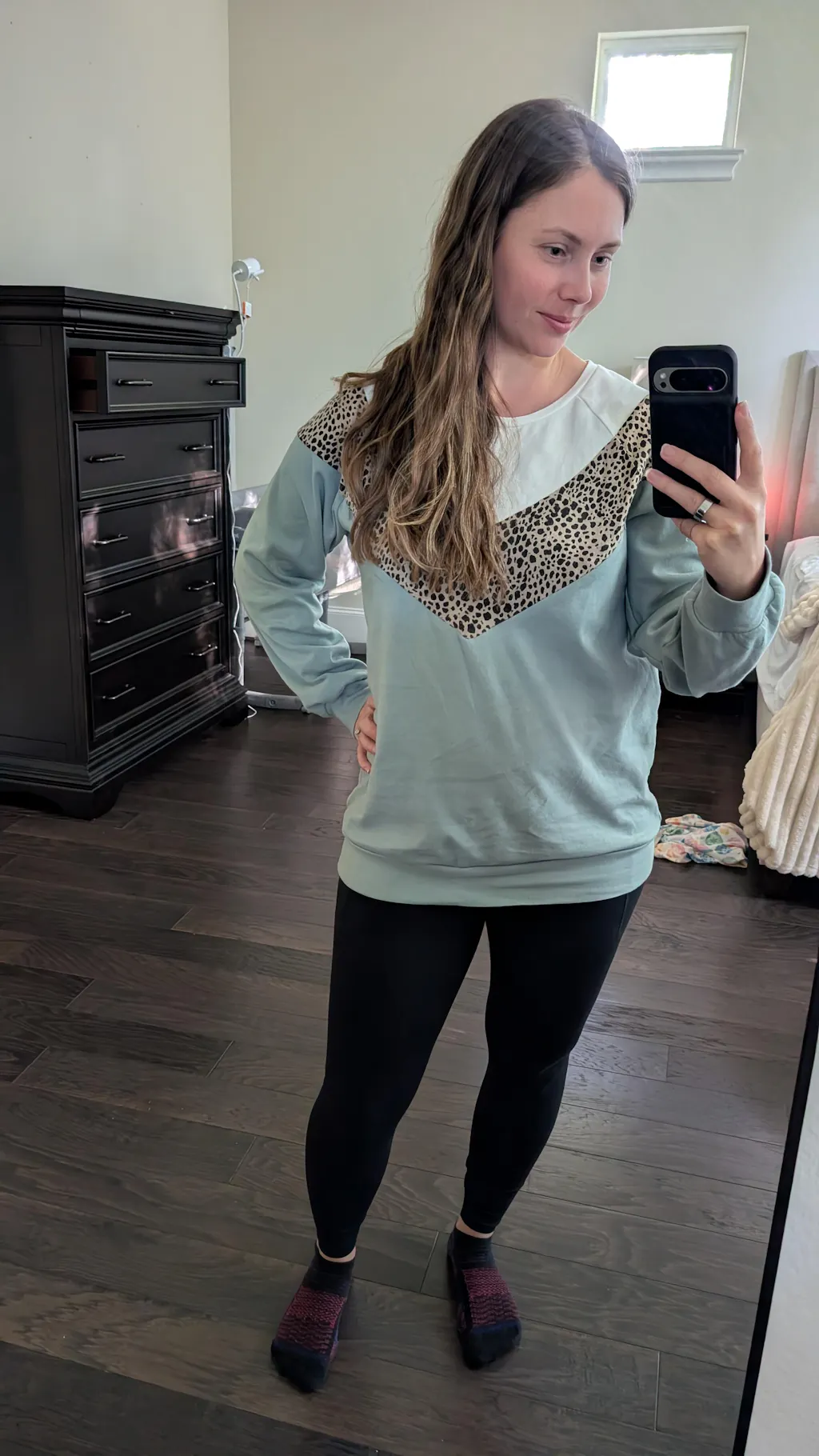 FINAL SALE Oversized Chevron Nursing Sweatshirt- Cheetah Sage