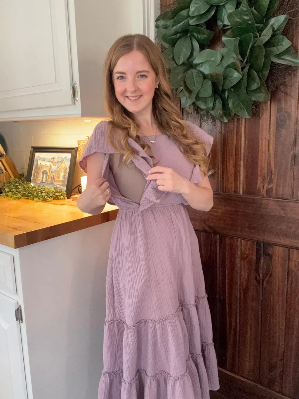 BACKORDER Gauze Ruffle Midi Dress- Lavender