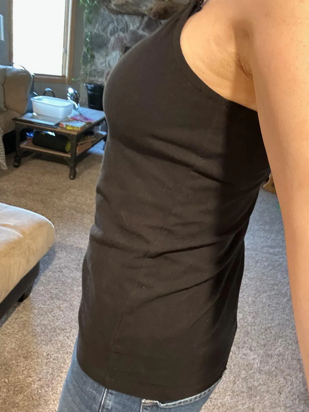 Padded Nursing Tank Top  -  Black