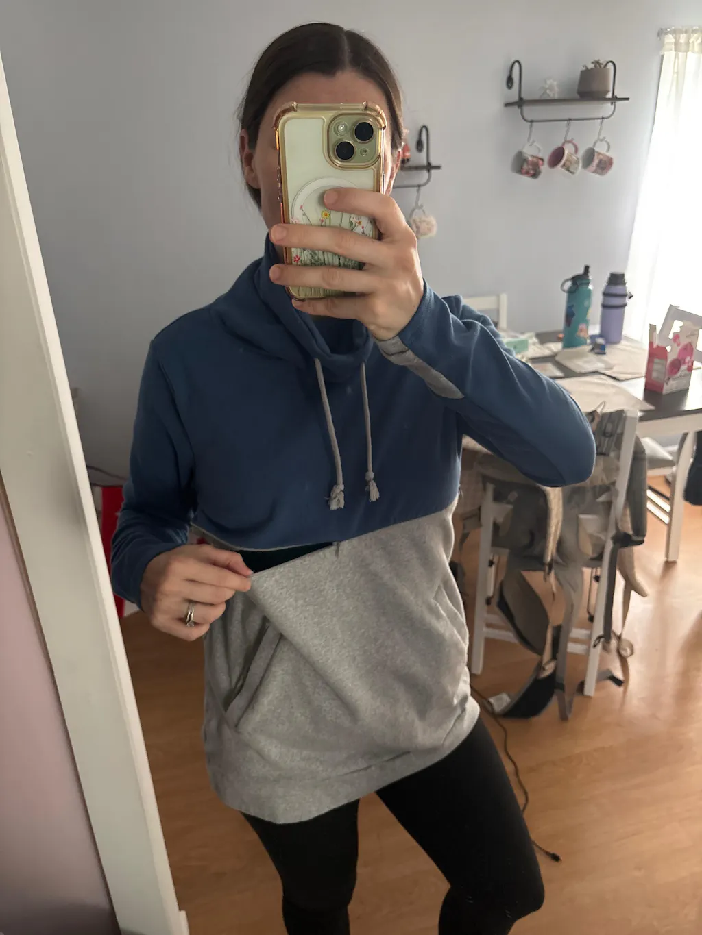 Nursing Sweatshirt Pullover - Colorblock Blue/Gray