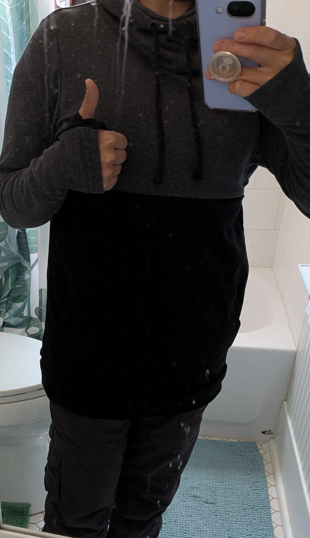 Nursing Sweatshirt Pullover - Colorblock Dark Gray